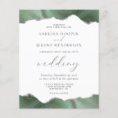 Papier Carton de mariage argenté à l'agate vert sauge (Devant)