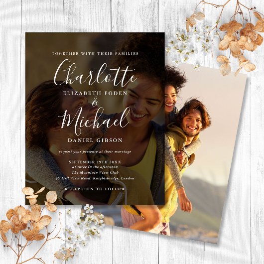 Papier Carton de mariage Budget Chic Script 2 Photos