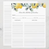 Papier Carton de recettes pour citrons et eucalyptus à in (Devant / Derrière)
