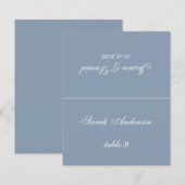 Papier Carton de table de mariage bleu poussière - Nom in (Devant / Derrière)