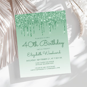 Papier Carton d'invitation 40 ans Budget Glitter Drip Ver