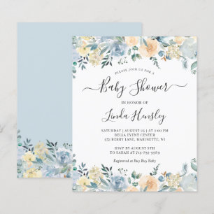 Papier Carton d'invitation à une baby shower avec des fle