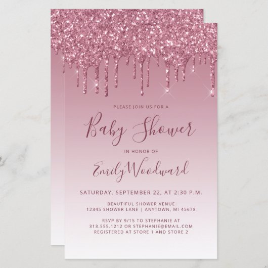 Papier Carton d'invitation à une Baby Shower Burgundy à p (Devant / Derrière)