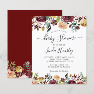 Papier Carton d'invitation à une baby shower Burgundy Rou
