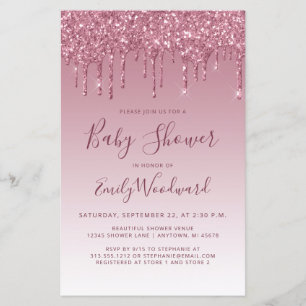 Papier Carton d'invitation Baby Shower Burgundy Drip Glit