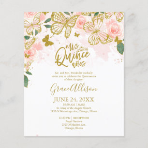 Papier Carton d'invitation bilingue pour Quinceanera papi