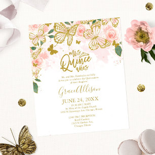 Papier Carton d'invitation budget papillon pour Quinceane