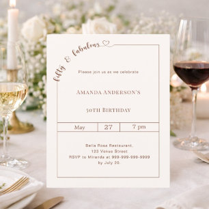 Papier Carton d'invitation d'anniversaire 50 ans et fabul