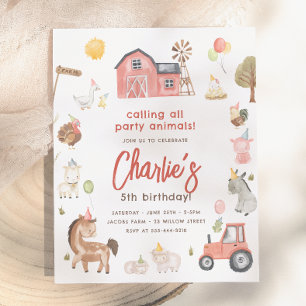 Papier Carton d'invitation d'anniversaire à thème animaux