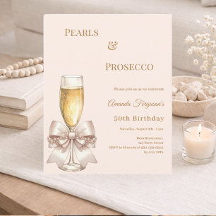 Papier Carton d'invitation d'anniversaire au Prosecco per