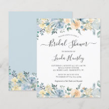 Carton d'invitation de douche de mariage floral bl