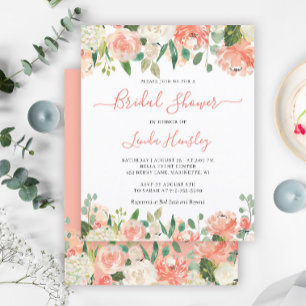 Papier Carton d'invitation de fiançailles Coral Floral