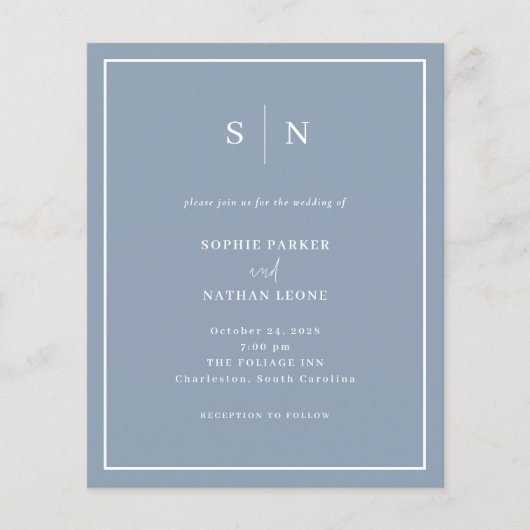 Papier Carton d'invitation de mariage à budget avec code  (Devant)