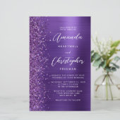 Papier Carton d'invitation de mariage à code QR Glam Viol (Debout devant)