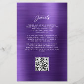 Papier Carton d'invitation de mariage à code QR Glam Viol (Dos)