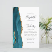 Papier Carton d'invitation de mariage à code QR sarcelle (Debout devant)