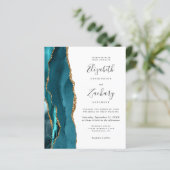 Papier Carton d'invitation de mariage à code QR sarcelle (Debout devant)