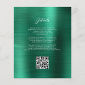 Papier Carton d'invitation de mariage à code QR vert glam (Dos)