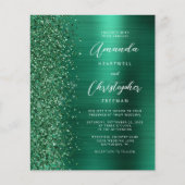 Papier Carton d'invitation de mariage à code QR vert glam (Devant)
