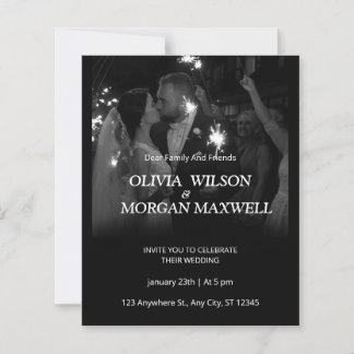 Papier Carton d'invitation de mariage à dégradé noir et b