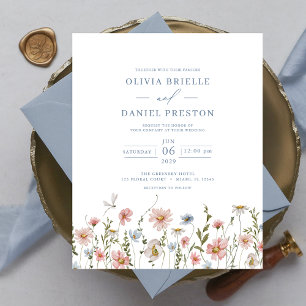 Papier Carton d'invitation de mariage à fleurs sauvages c