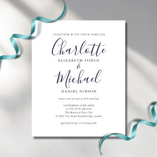 Papier Carton d'invitation de mariage à l'écriture chic b