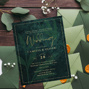 Papier Carton d'invitation de mariage à petit budget vert