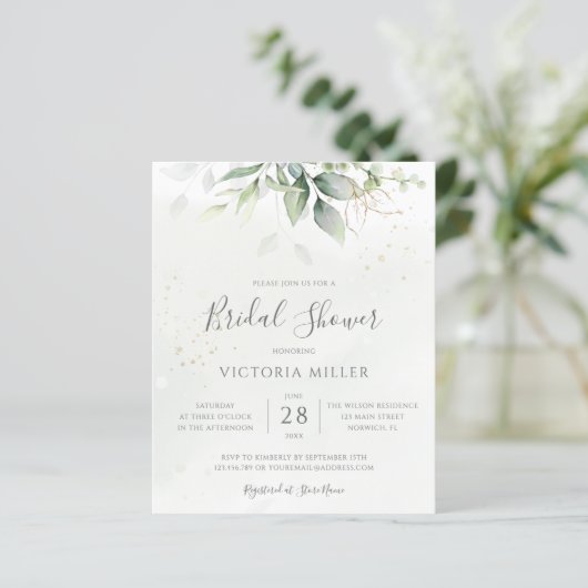 Papier Carton d'invitation de mariage au eucalyptus à pet (Debout devant)