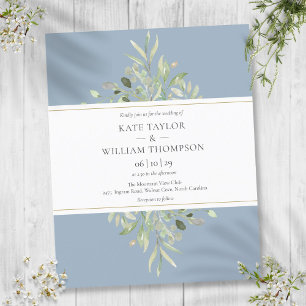 Papier Carton d'invitation de mariage bleu poussiéreux Bu
