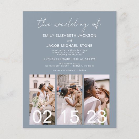 Papier Carton d'invitation de mariage calligraphié avec Q (Devant)