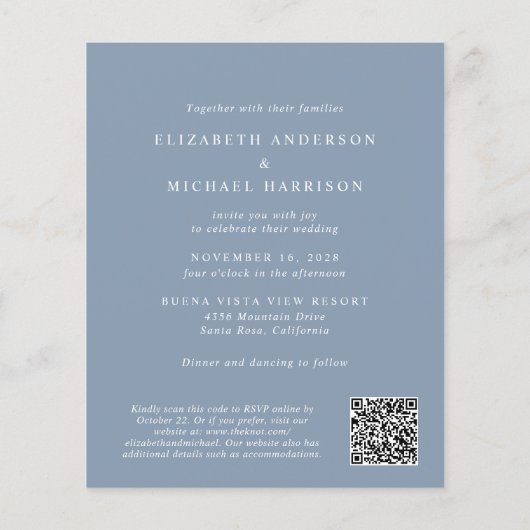 Papier Carton d'invitation de mariage Chic Code QR Photo  (Dos)