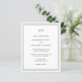 Papier Carton d'invitation de mariage classique noir et b (Debout devant)