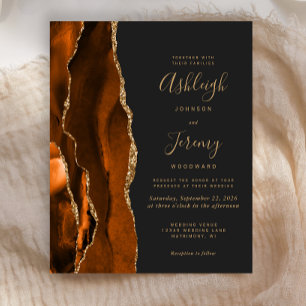 Papier Carton d'invitation de mariage élégant Agate Brûlé