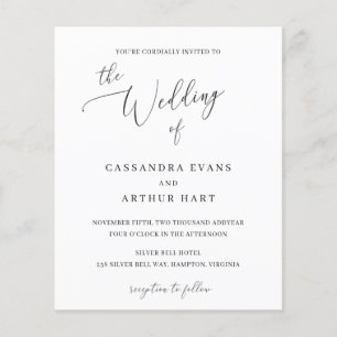 Papier Carton d'invitation de mariage élégant et économiq