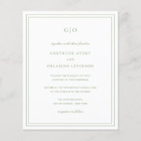 Carton d'invitation de mariage élégant vert sauge