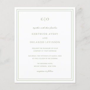 Papier Carton d'invitation de mariage élégant vert sauge 