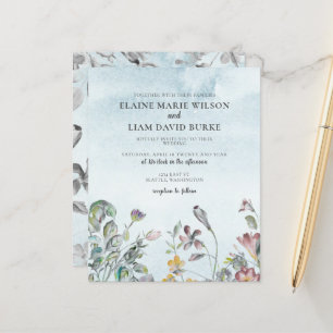 Papier Carton d'invitation de mariage fleurs champêtres b