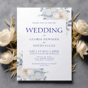 Papier Carton d'invitation de mariage floral bleu de Budg