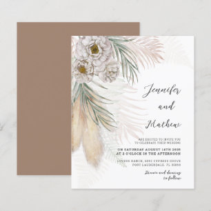 Papier Carton d'invitation de mariage floral et d'herbe d