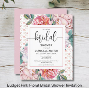 Papier Carton d'invitation de mariage floral rose à petit