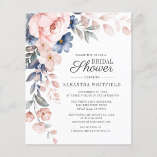 Papier Carton d'invitation de mariage floral rose à petit