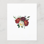 Papier Carton d'invitation de mariage floral rouge blanc (Dos)