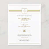 Papier Carton d'invitation de mariage formel en or blanc  (Devant)