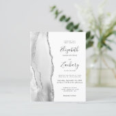 Papier Carton d'invitation de mariage gris blanc argent a (Debout devant)