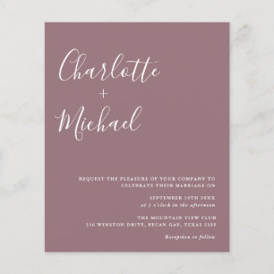 Papier Carton d'invitation de mariage mauve minimaliste b