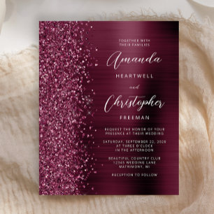 Papier Carton d'invitation de mariage pailleté glamour de