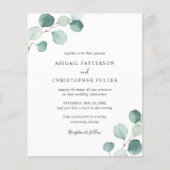 Papier Carton d'invitation de mariage pas cher Eucalyptus (Devant)