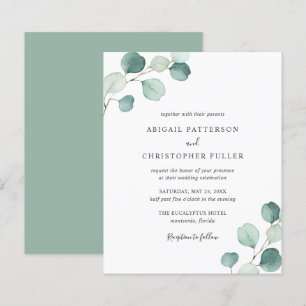 Papier Carton d'invitation de mariage pas cher Eucalyptus