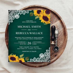 Papier Carton d'invitation de mariage pas cher Tournesol