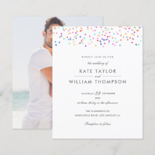 Papier Carton d'invitation de mariage photo confettis arc